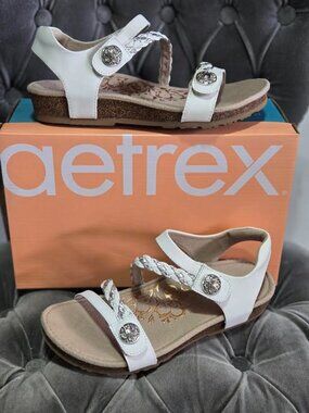 Aetrex Jillian Braided Wedge Sandal Size 6